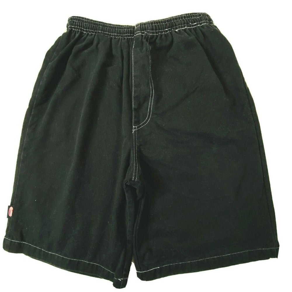 Skivys Men's size Medium Elastic Waist Pull On Flat Front Canvas Shorts Black
